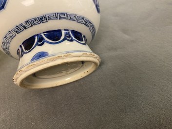 A pair of Chinese blue and white 'taotie' vases, Kangxi
