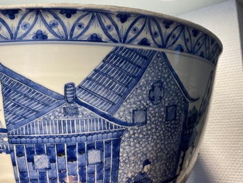 An exceptionally large Chinese blue and white bowl, Kangxi