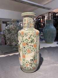 A fine Chinese famille verte rouleau vase, Kangxi