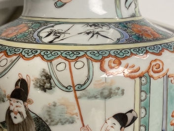 A fine Chinese famille verte rouleau vase, Kangxi