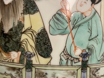 A fine Chinese famille verte rouleau vase, Kangxi