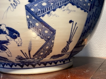 An exceptionally large Chinese blue and white bowl, Kangxi
