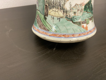 A Chinese famille verte 'yenyen' vase with a landscape, Kangxi
