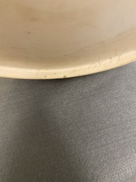 A Chinese yellow-ground famille verte 'dragon' dish, probably Qianlong