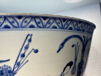 An exceptionally large Chinese blue and white bowl, Kangxi