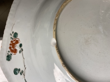 An octagonal Chinese famille verte dish, Kangxi