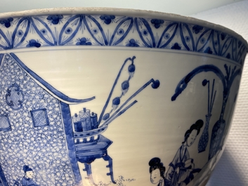 An exceptionally large Chinese blue and white bowl, Kangxi