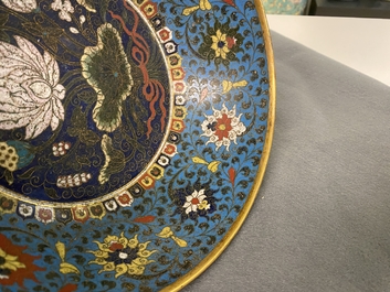 A Chinese cloisonn&eacute; 'dragon' bowl, Wanli mark but probably later