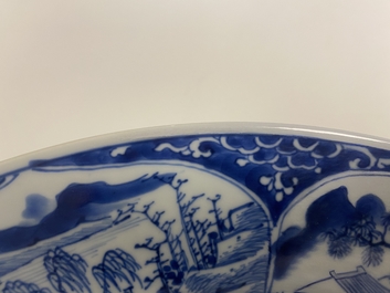 A Chinese blue and white 'musicians' dish, Kangxi