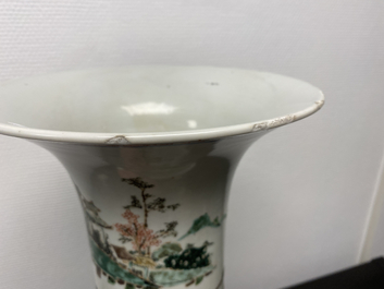 A Chinese famille verte 'yenyen' vase with a landscape, Kangxi