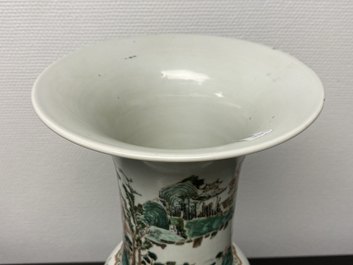 A Chinese famille verte 'yenyen' vase with a landscape, Kangxi