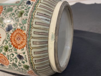 A fine Chinese famille verte rouleau vase, Kangxi