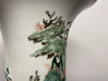 A Chinese famille verte 'yenyen' vase with a landscape, Kangxi
