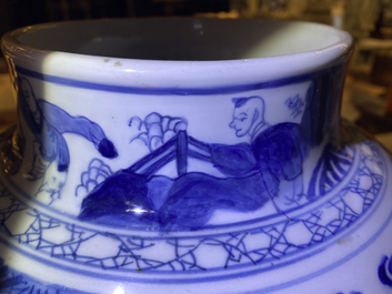 A Chinese blue and white '100 boys' vase, Kangxi