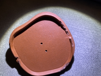 A Chinese Yixing stoneware two-spouted teapot with two compartments, Kangxi
