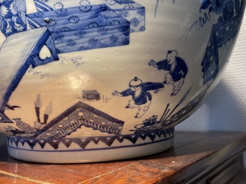 An exceptionally large Chinese blue and white bowl, Kangxi