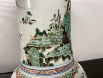 A Chinese famille verte 'yenyen' vase with a landscape, Kangxi