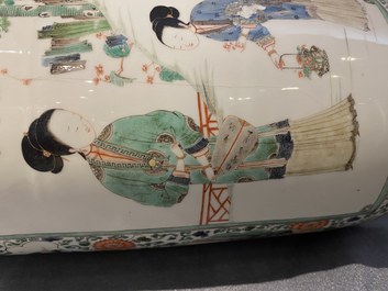 A fine Chinese famille verte rouleau vase, Kangxi