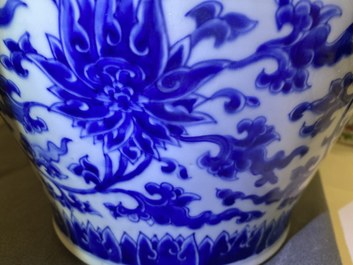 A Chinese blue and white 'lotus scroll' vase, Kangxi
