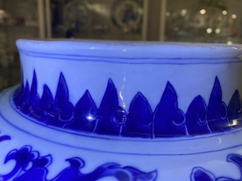 A Chinese blue and white 'lotus scroll' vase, Kangxi
