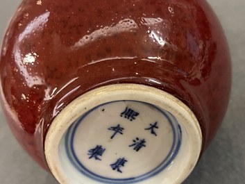 Een Chinese flesvormige langyao vaas, Kangxi merk, 19/20e eeuw