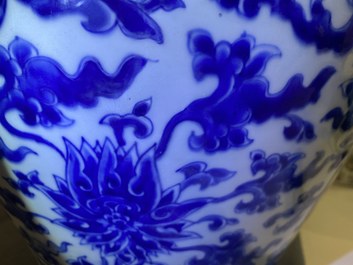 A Chinese blue and white 'lotus scroll' vase, Kangxi