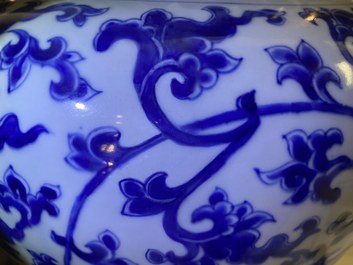 A Chinese blue and white 'lotus scroll' vase, Kangxi
