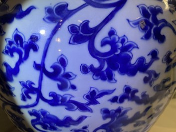 A Chinese blue and white 'lotus scroll' vase, Kangxi