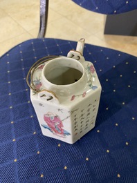 A Chinese famille rose 'Wu Shuang Pu' teapot and cover, 19th C.