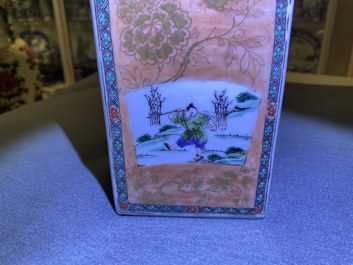 A Chinese square famille verte bottle, Kangxi