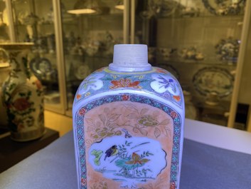 A Chinese square famille verte bottle, Kangxi