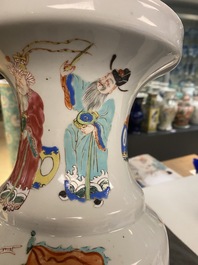 A Chinese famille rose 'horseriders' vase, Yongzheng
