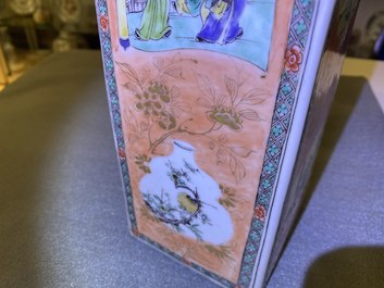 A Chinese square famille verte bottle, Kangxi