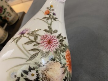 Two Chinese eggshell porcelain vases, seal marks, 20th C.
