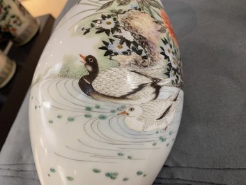 Two Chinese eggshell porcelain vases, seal marks, 20th C.