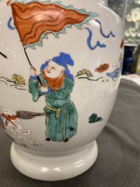 A Chinese famille rose 'horseriders' vase, Yongzheng