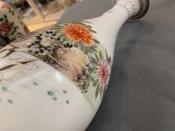 Two Chinese eggshell porcelain vases, seal marks, 20th C.