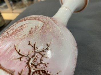 Two Chinese eggshell porcelain vases, seal marks, 20th C.