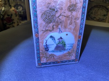 A Chinese square famille verte bottle, Kangxi