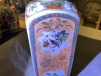 A Chinese square famille verte bottle, Kangxi