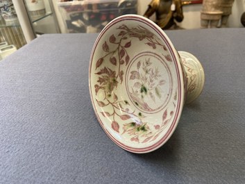 A pair of Chinese blue and white 'dragon' stem cups and one in copper-red, 19/20th C.