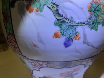 A Chinese famille verte vase with birds near flowery branches, Kangxi