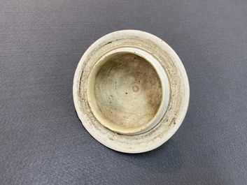 A Chinese blue and white vase and cover with floral design, Kangxi