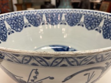 An exceptionally large Chinese blue and white bowl, Kangxi