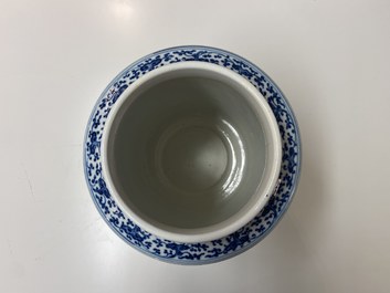 A Chinese blue and white soft paste 'sanduo' 'lantern' vase, Qianlong
