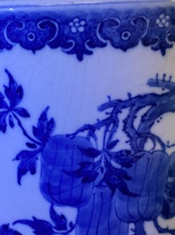 A Chinese blue and white soft paste 'sanduo' 'lantern' vase, Qianlong