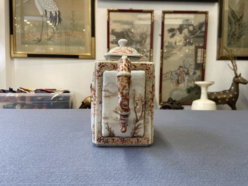 A large Chinese faux-bamboo 'mandarin' teapot and cover, Qianlong