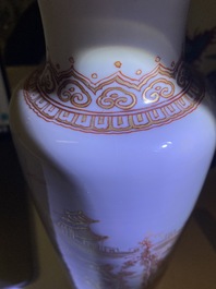 Two Chinese iron-red and gilt rouleau vases, Kangxi