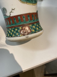 A Chinese famille verte five-piece garniture, Kangxi mark, 19th C.