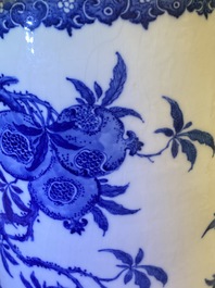 A Chinese blue and white soft paste 'sanduo' 'lantern' vase, Qianlong